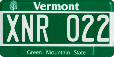 VT license plate XNR022