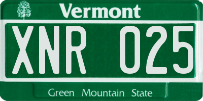 VT license plate XNR025