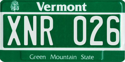 VT license plate XNR026