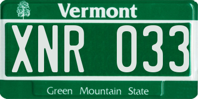 VT license plate XNR033