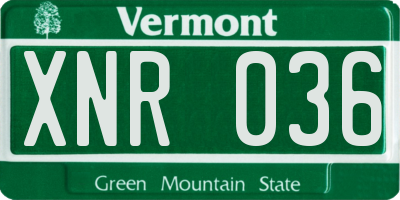 VT license plate XNR036
