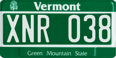 VT license plate XNR038