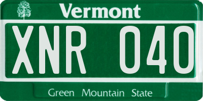 VT license plate XNR040