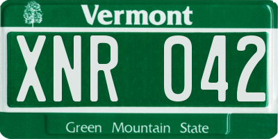 VT license plate XNR042