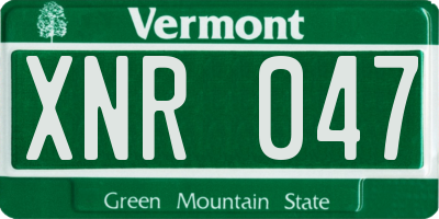 VT license plate XNR047