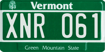 VT license plate XNR061