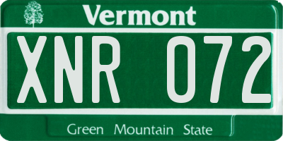 VT license plate XNR072