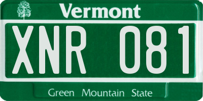 VT license plate XNR081