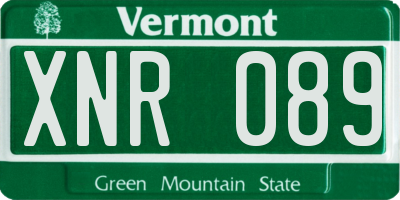 VT license plate XNR089