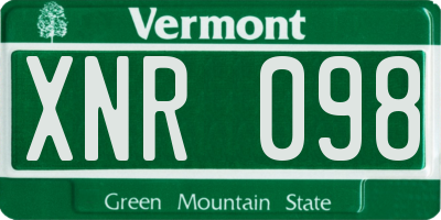 VT license plate XNR098
