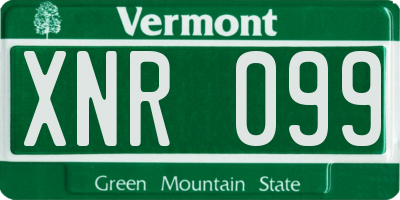 VT license plate XNR099