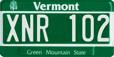 VT license plate XNR102