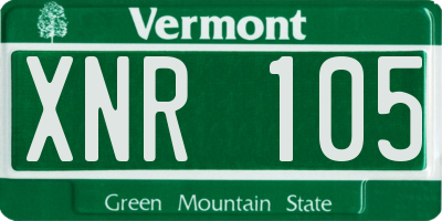 VT license plate XNR105