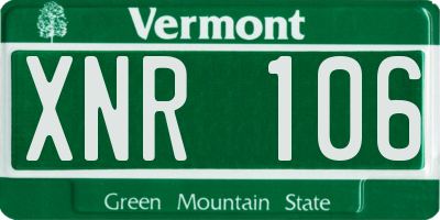 VT license plate XNR106
