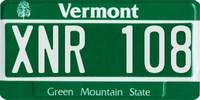 VT license plate XNR108