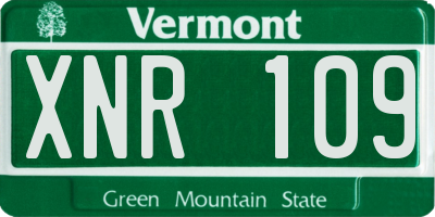 VT license plate XNR109