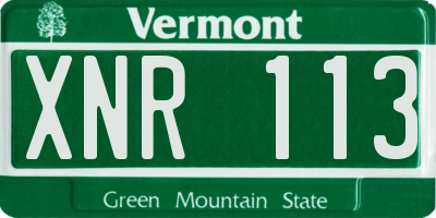 VT license plate XNR113