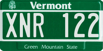 VT license plate XNR122