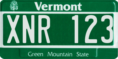 VT license plate XNR123