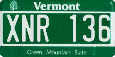 VT license plate XNR136