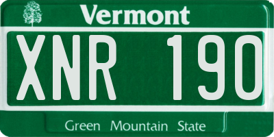 VT license plate XNR190