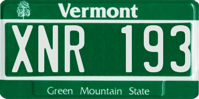 VT license plate XNR193
