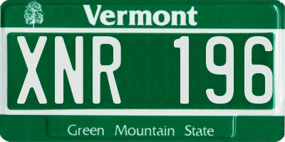 VT license plate XNR196