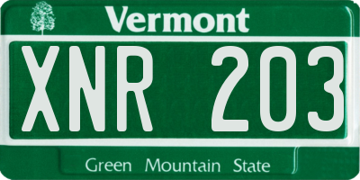 VT license plate XNR203