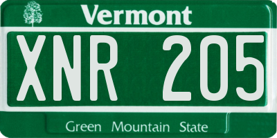 VT license plate XNR205