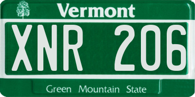 VT license plate XNR206