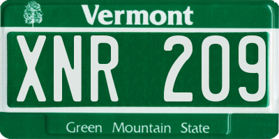 VT license plate XNR209