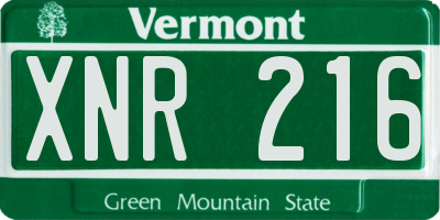 VT license plate XNR216