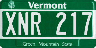 VT license plate XNR217