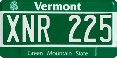 VT license plate XNR225