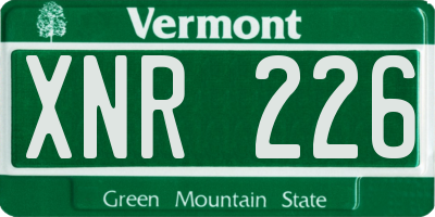 VT license plate XNR226