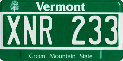 VT license plate XNR233