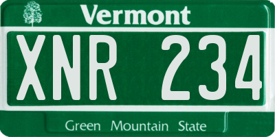 VT license plate XNR234