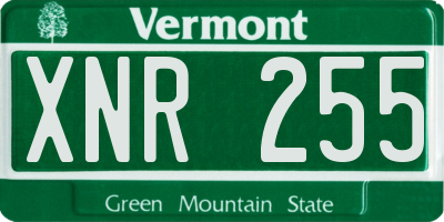 VT license plate XNR255