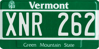 VT license plate XNR262