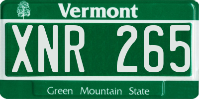 VT license plate XNR265