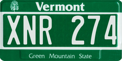 VT license plate XNR274