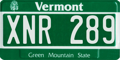 VT license plate XNR289