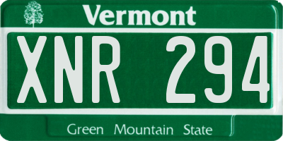 VT license plate XNR294