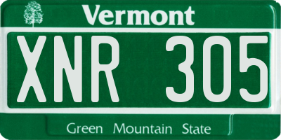 VT license plate XNR305