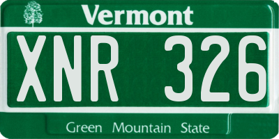 VT license plate XNR326