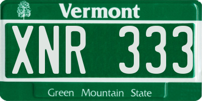 VT license plate XNR333