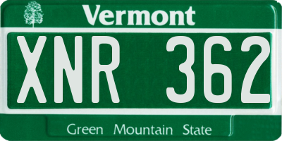 VT license plate XNR362