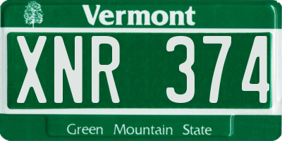 VT license plate XNR374