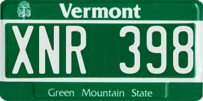 VT license plate XNR398