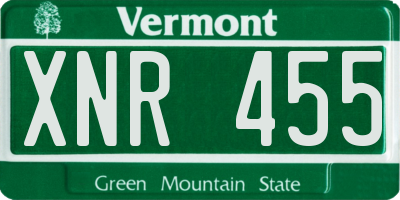 VT license plate XNR455